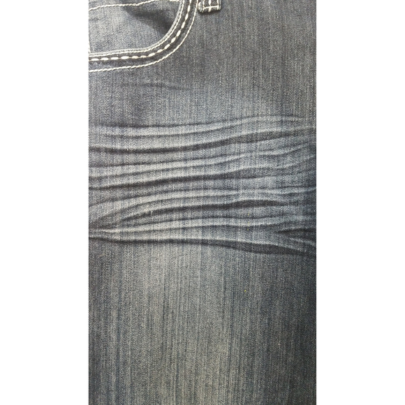 Sizzle Wash Jeans Embroidered Pockets White Trims Sz 18 Women's Dark Blue Jeans - Picture 10 of 10